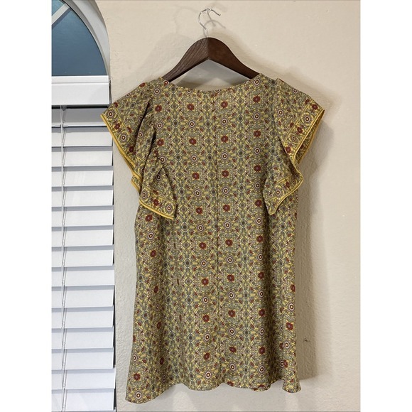 Max Studio Blouse Yellow Womens Medium Sleeveless Floral Ruffled Flutter Sleeve - Picture 2 of 4
